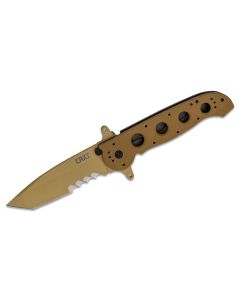 CRKM16-14DSFG image(0) - CRKT (Columbia River Knife) M16-14DSFG 1.4116 Titanium Nitride Veff Serration Folding Knife with Liner Lock G10 Handle - Desert Tan