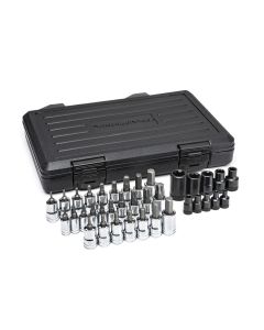 KDT80726 image(0) - GEARWRENCH 36 Piece 1/4 Inch, 3/8 Inch & 1/2 Inch Drive Standard Hex, E-Torx & Torx Bit SAE/Metric Socket Set