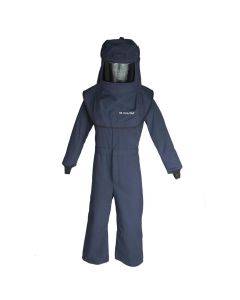 OBRLNS4A-S-HVSL image(0) - OBERON Suit Kit - Arc Flash - 40 Cal LAN - Comes with Hood with Hard Cap, Coveralls and Fresh Air Arc Flash Hood Ventilation System & Light - Color: Navy Blue - Size: Small