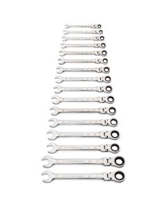KDT86728 image(0) - GEARWRENCH 16 Piece 90-Tooth 12 Point Flex Head Ratcheting Combination Metric Wrench Set
