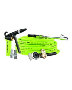 LEGHGH7-FZ image(0) - Legacy Manufacturing Flexzilla Truck Tire Inflator Kit, 6-Piece, 3/8 in. x 60 ft., X1 Blow Gun with Rubber Tip, Flexzilla Pro High Flow Coupler and Plugs, 30&deg; Dual Air Chuck, and Glad Hand