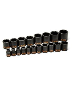 KDT84932H image(0) - GEARWRENCH 19 Piece 1/2" Drive 6 Point SAE Hi-Viz Impact Socket Set
