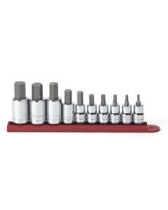 KDT80579 image(0) - GEARWRENCH 10 Piece 3/8 Inch & 1/2 Inch Drive Hex Bit SAE Socket Set