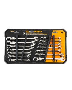KDT85141 image(0) - GEARWRENCH 14 Piece 72-Tooth 12 Point Flex Head Ratcheting Combination SAE/Metric Wrench Set