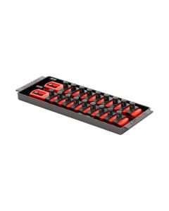 ERN8553 image(0) - Ernst Mfg. 2 Rail Universal Twist Lock Socket Tray 8", Red, with 18) 3/8" Socket Clips