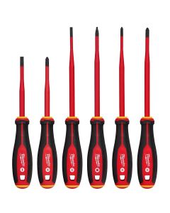 MLW48-22-2206 image(0) - Milwaukee Tool 6pc 1000V Insulated Slim Tip Screwdriver Set