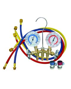 MSC84172 image(0) - Mastercool R134A 2 Way Brass Manifold Gauge Set with 72 Foot Hoses
