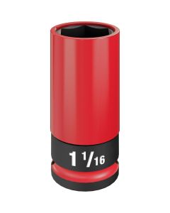 MLW49-66-7815 image(0) - Milwaukee Tool SHOCKWAVE Impact Duty 1/2 Drive 1-1/16" SAE Lug Nut Wheel Socket