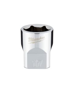 MLW45-34-9087 image(0) - Milwaukee Tool 3/8" Drive 17mm  Metric 6-Point Socket with FOUR FLAT Sides, Vanadium Steel, Chrome