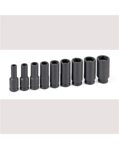 GRE1209DG image(0) - Grey Pneumatic 3/8" Drive 9 Piece Deep Magnetic Impact Socket Set