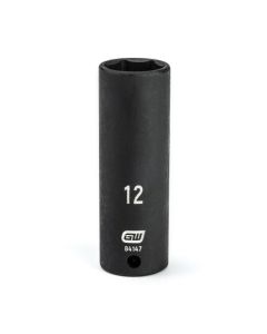 KDT84147 image(0) - GEARWRENCH 1/4 Inch Drive 6 Point Deep Impact Metric Socket 12mm