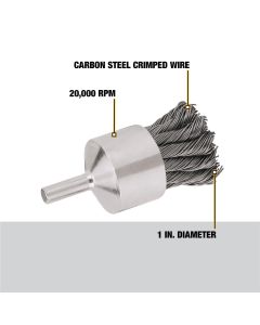 DWTDW4902 image(0) - DEWALT 3/4" x 1/4" HP .014 Carbon Crimp Wire End Brush