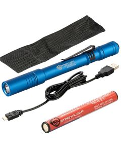 STL66140 image(1) - Streamlight Stylus Pro USB with USB Cord, Nylon Holster - Blue with White LED