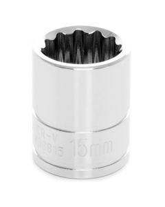 WLMW38815 image(0) - Wilmar Corp. / Performance Tool 3/8" Drive 15mm 12pt Socket