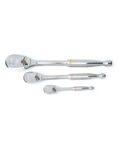 KDT81206T image(0) - GEARWRENCH 3 Piece 1/4 Inch, 3/8 Inch & 1/2 Inch Drive 90-Tooth Teardrop Ratchet Set