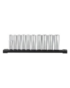 MLW48-22-9505 image(2) - Milwaukee Tool 10pc 3/8" Metric Deep Well Sockets with FOUR FLAT Sides