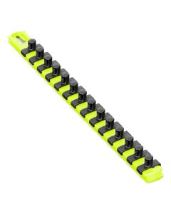 ERN8438HV image(0) - Ernst Mfg. 13&rdquo; Socket Organizer with 14 Twist Lock Clips - HI-VIZ - 3/8&rdquo;