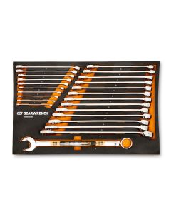 KDTGWMSSWHMM image(0) - GEARWRENCH 24 Piece 12 Point Metric Hi-Viz Long Pattern Combination Wrench Set in Foam Storage Tray