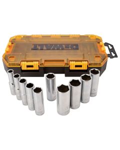 DWTDWMT73814 image(0) - DEWALT Drive Socket Set, SAE, 1/2-Inch Drive, 10-Piece
