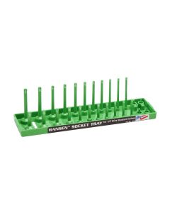 HNE1403 image(0) - Hansen Global 1/4 Inch Standard 2 Row Regular/Deep Socket Holder Tray - Green