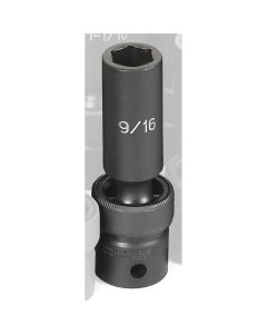 GRE2018UD image(0) - Grey Pneumatic 1/2" Drive x 9/16" Deep Universal Socket 6 Point - Black