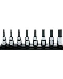 KKNRS3010MZ-8-L75 image(0) - Ko-ken USA RS3010MZ/8-L75 3/8 Sq. Dr. Bit Socket set  3-12mm Hex 200mm Z-series 8 pieces