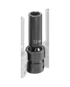 GRE1012UMD image(1) - Grey Pneumatic 3/8" Drive x 12mm Deep Universal Socket 6 Point - Black