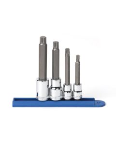 KDT80572 image(0) - GearWrench 4 Piece 3/8 Inch & 1/2 Inch Drive Extra Long Triple Square Bit Metric Socket Set