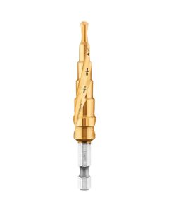 DWTDWA1784IR image(0) - DEWALT 3/16" - 1/2" IMPACT READY Titanium Nitride Coating Step Drill BIt