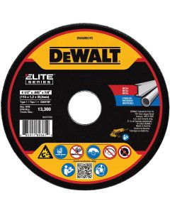 DWTDWA8951FC image(0) - DEWALT ELITE SERIES 4-1/2 In x .045 in Ceramic Abrasive Chop / Cut-Off Blade with 7/8 in Arbor For Stainless & Mild Steel Cutting (1 Pack)