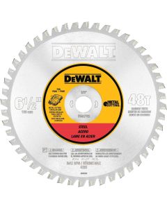 DWTDWA7762 image(0) - DEWALT 48 Teeth Ferrous Metal Cutting 5/8-Inch Arbor, 6-1/2-Inch