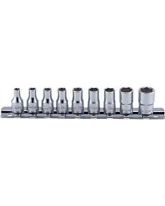 KKNRS2400W-9-BA image(0) - Ko-ken USA RS2400W/9-BA 9 Piece 1/4 Sq. Dr.  6 Point Whitworth Socket set  8BA-0BA