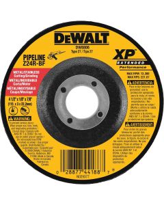 DWTDW8806 image(0) - DEWALT 4 1/2-Inch By 1/8-Inch Extended Performance Pipeline Grinding Wheel, 7/8-Inch Arbor
