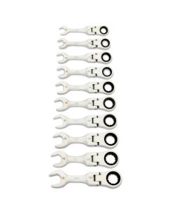 KDT86870 image(0) - GEARWRENCH 10 Piece 90-Tooth 12 Point Metric Stubby Flex Ratcheting Combination Wrench Set