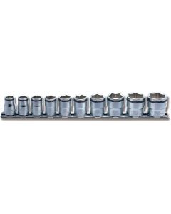 KKNRS3450M-10 image(0) - Ko-ken USA 3/8 Sq. Dr. Socket set 10mm-22mm Nut Grip 250mm 10 pieces