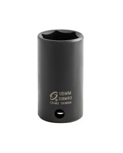 SUN318MRD image(0) - SUNEX 3/8" Drive 18mm Semi-Deep Impact Socket