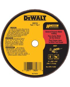 DWTDW8724 image(0) - DEWALT 4" x .035" x 5/8" A60T Metal & Stainless Cutting & Grinding Wheel