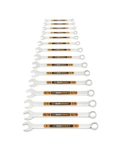 KDT81901H image(0) - GEARWRENCH 15 Piece 12 Point SAE Hi-Viz Long Pattern Combination Wrench Set