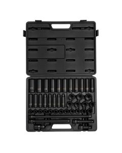 SUN2545 image(0) - SUNEX 1/2" Drive Metric 6 Point Standard & Deep, Universal Joint & Extensions 45-Piece Master Impact Socket Set