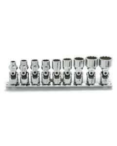 KKNRS2445A-9 image(0) - Ko-ken USA RS2445A/9 1/4 Sq. Dr. Universal Socket set 3/16-9/16 12 point 150mm 9 pieces