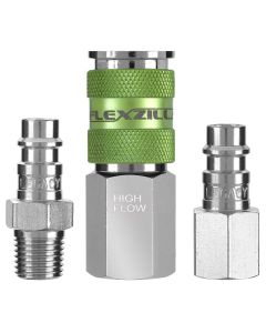 LEGA53452FZ image(1) - Legacy Manufacturing Flexzilla Pro High Flow Coupler and Plug Kit, 3-Piece, 1/4" Body, 1/4" NPT