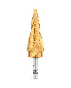 DWTDWA1786IR image(0) - DEWALT 3/16" - 7/8" IMPACT READY Titanium Nitride Coating Step Drill Bit