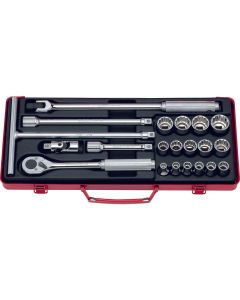 KKN4263M image(0) - Ko-ken USA 4263M 1/2 Sq. Dr. 21 Piece 12-Point Metric Socket set  8-27mm