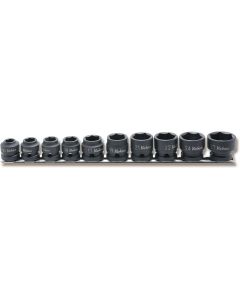 KKNRS14401MS-10 image(0) - Ko-ken USA RS14401MS/10 1/2 Sq. Dr. Socket set  10-27mm 6 point, Short, Thin walled 10 pieces
