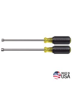 KLE646M image(0) - Klein Tools Nut Driver Set, Magnetic Nut Drivers, 6-Inch Shafts, 2-Piece