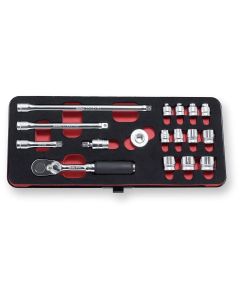 KKN2286Z image(0) - Ko-ken USA 1/4 Sq. Dr. 17 Piece Z-Series 6-Point Metric Socket set 4-14mm
