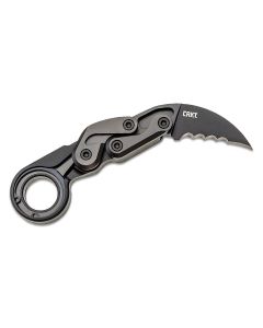 CRK4040V image(0) - CRKT (Columbia River Knife) Provoke D2 Titanium Nitride Veff Serrations Folding Knife with Kinematic Aluminum Handle - Black
