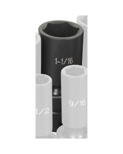 GRE2034UD image(0) - Grey Pneumatic 1/2" Drive x 1-1/16" Deep Universal Socket 6 Point - Black
