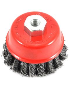Forney Industries Cup Brush, Knotted, 2-3/4 in x .020 in x M10 x 1.25 Arbor
