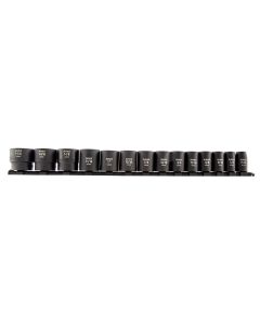 SUN2678A image(1) - SUNEX 1/2" Dr. SAE 12 Point Impact Socket Set on rail